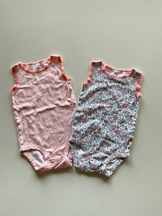 2 Coral Lace Onesie Tanks