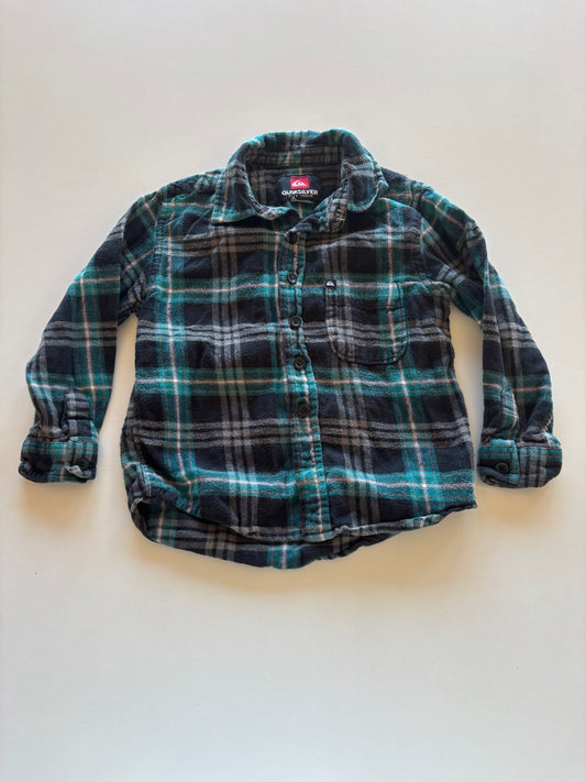 Black & Turquoise Plaid Flannel Button Up