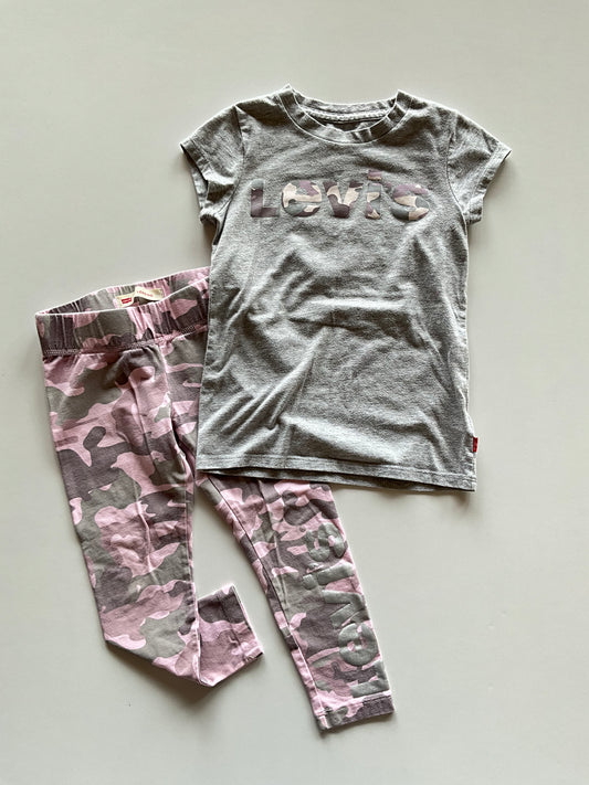 2pc Grey & Pink Camo Levi's Set