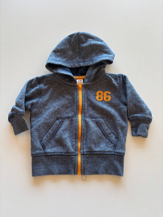 Blue Melange with Orange Zipper Hoodie