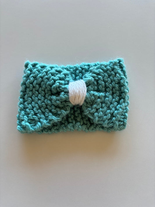 Teal Bow Knit Headband