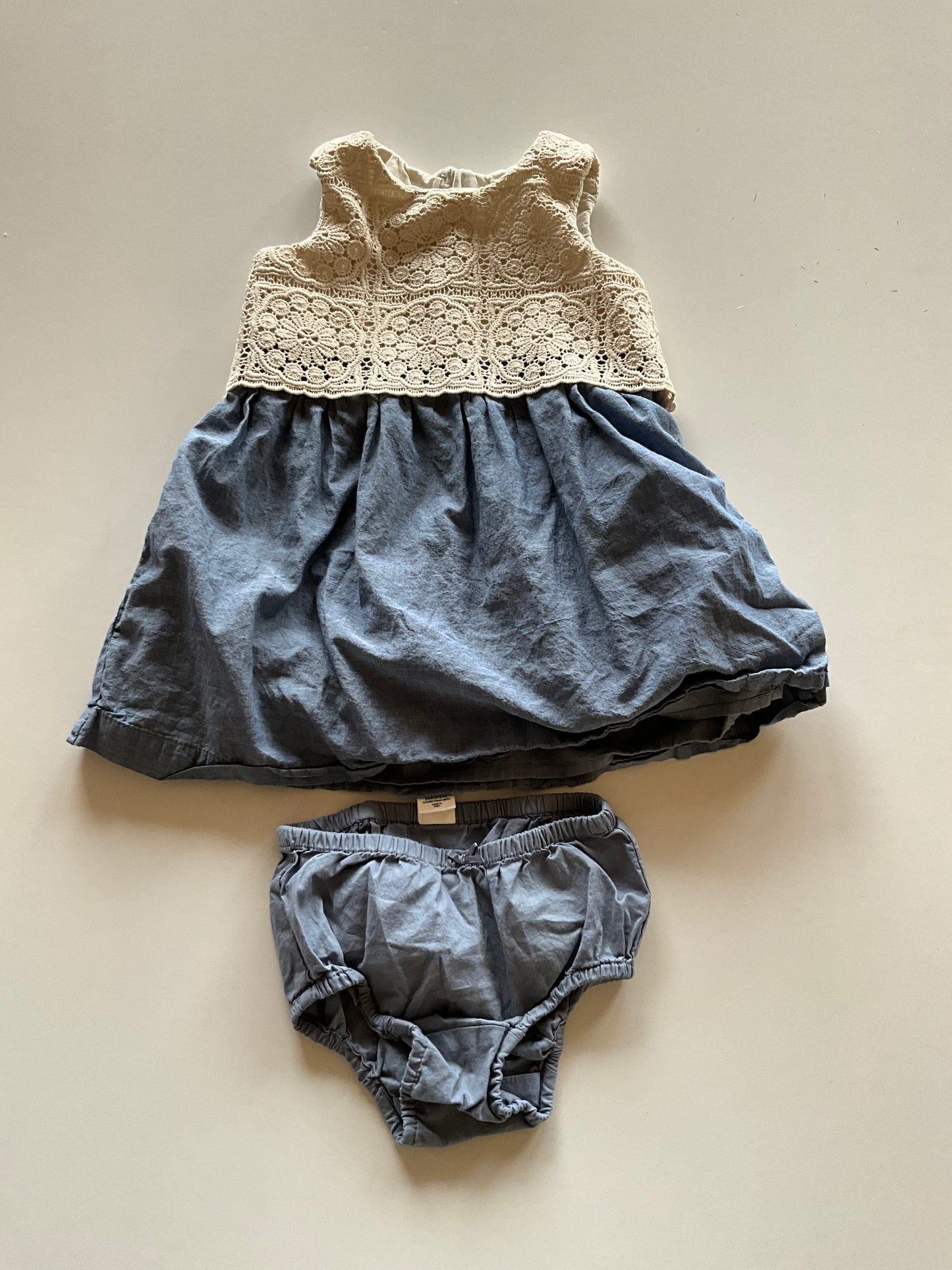 2pc Lace & Chambray Set