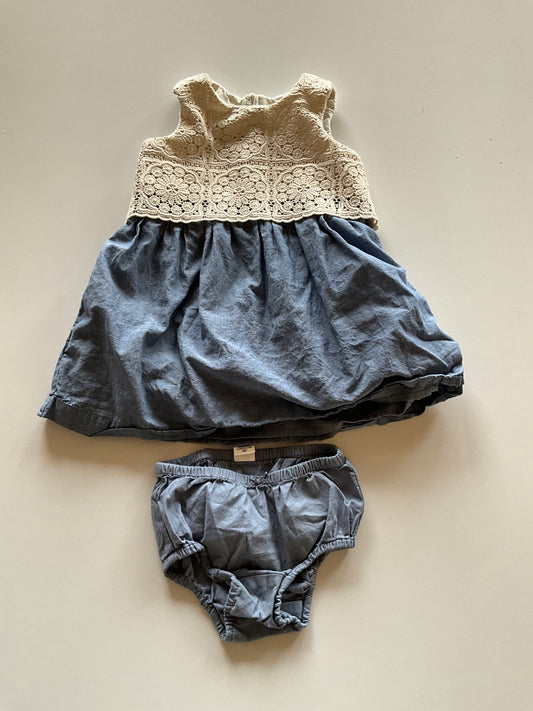 2pc Lace & Chambray Set