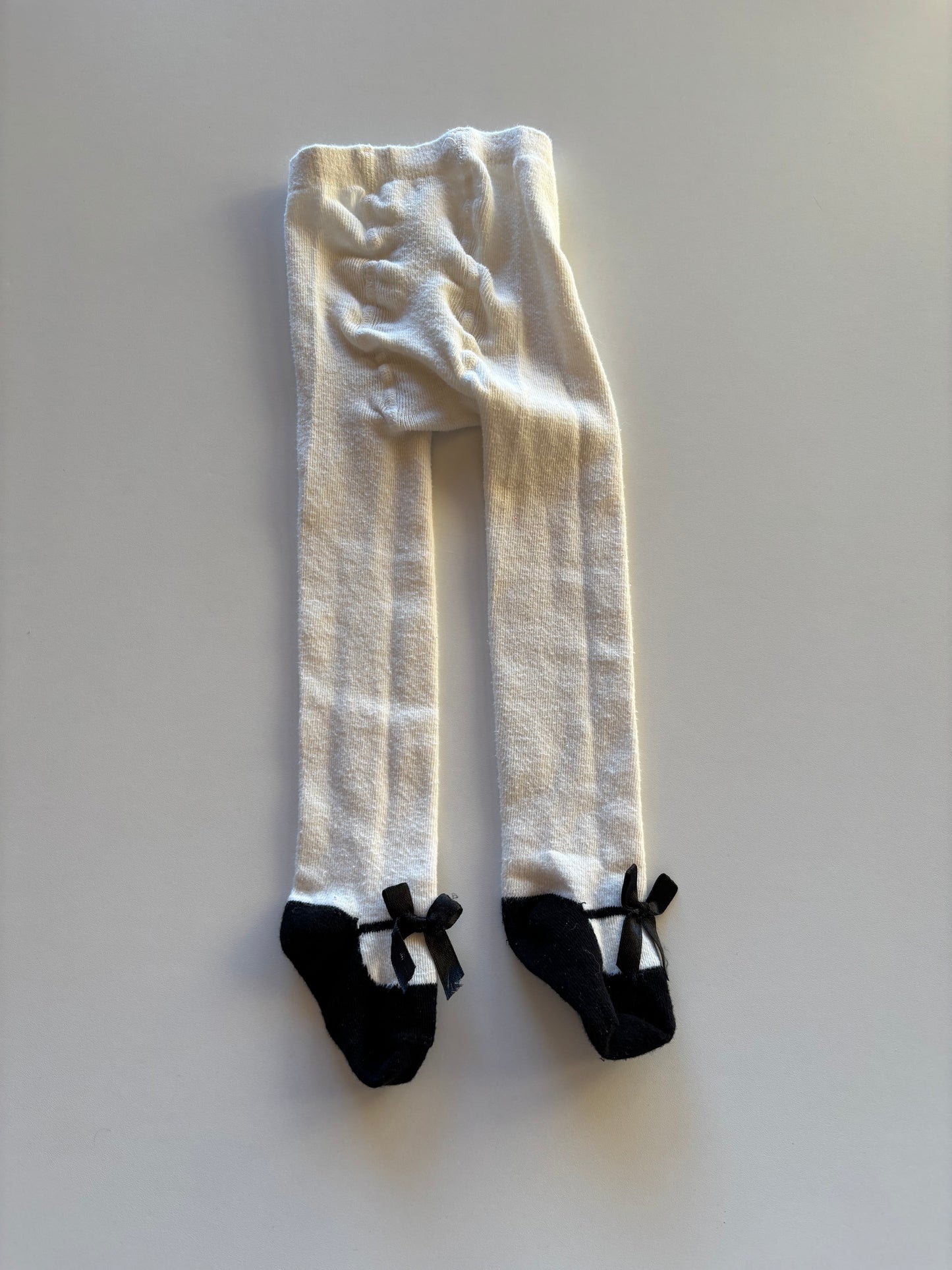 White with Black Ballet Slipper Tights