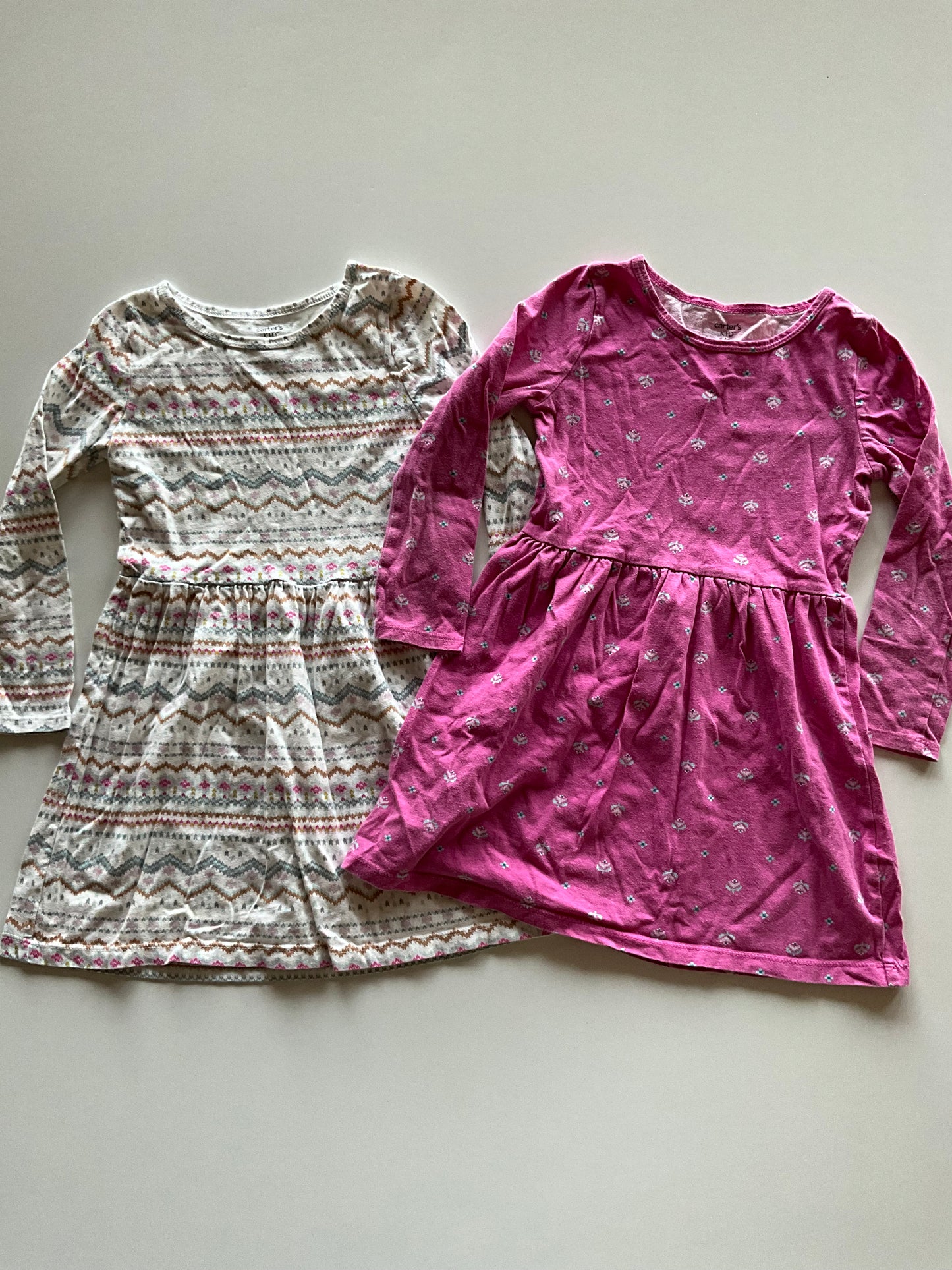 2 Dresses - White Patterned & Pink