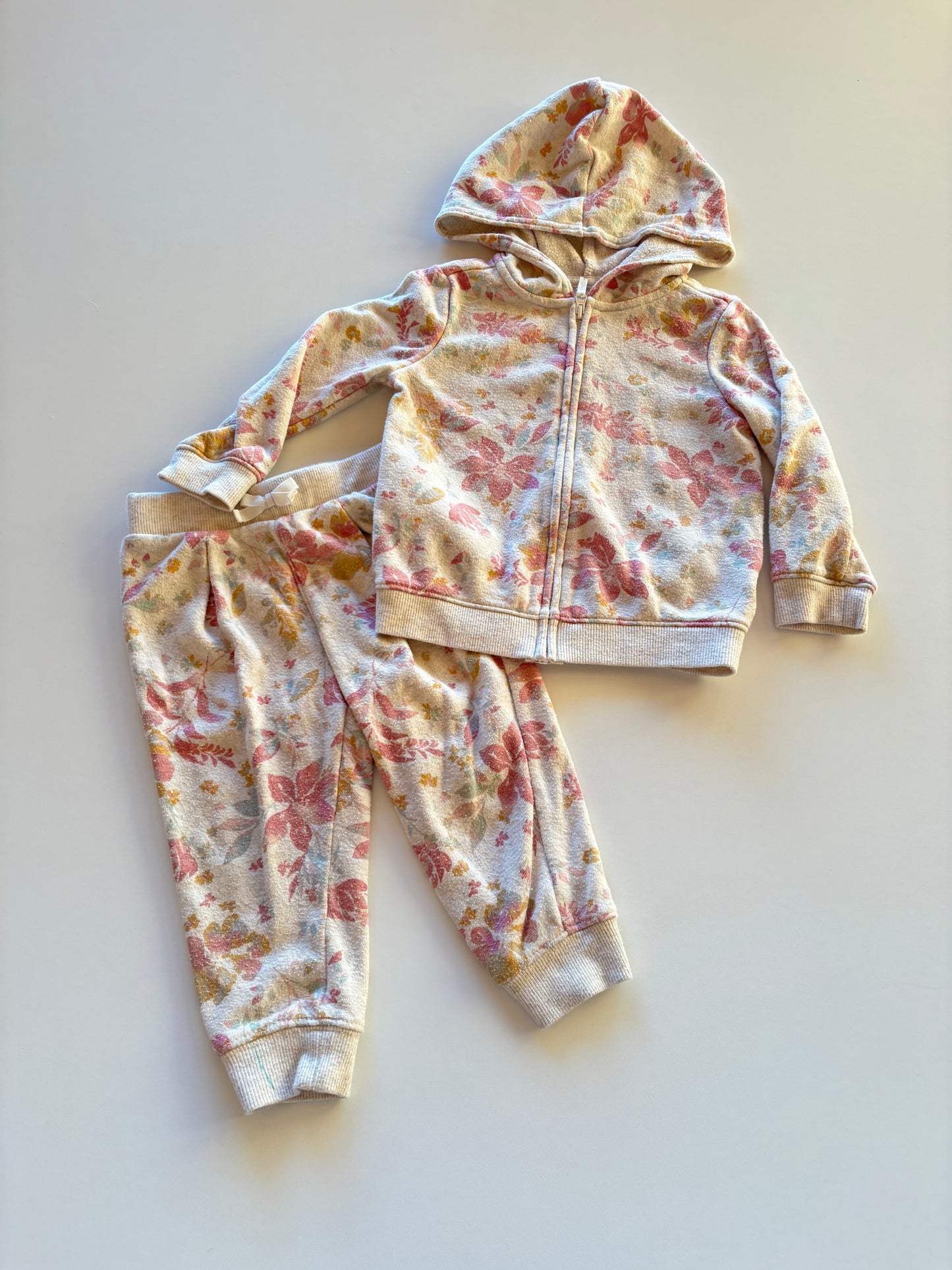 2pc Oatmeal Floral Leisure Suit
