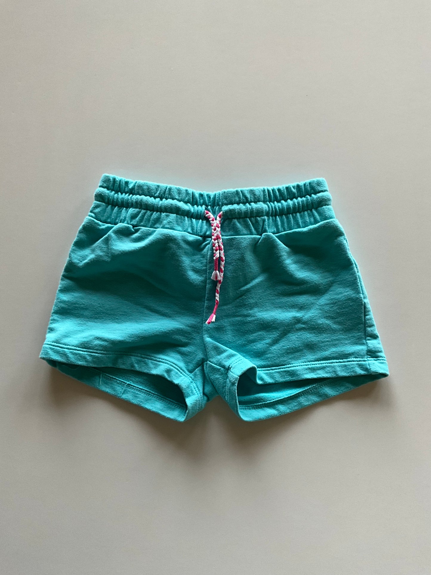 Blue Shorts with Pink Drawstring