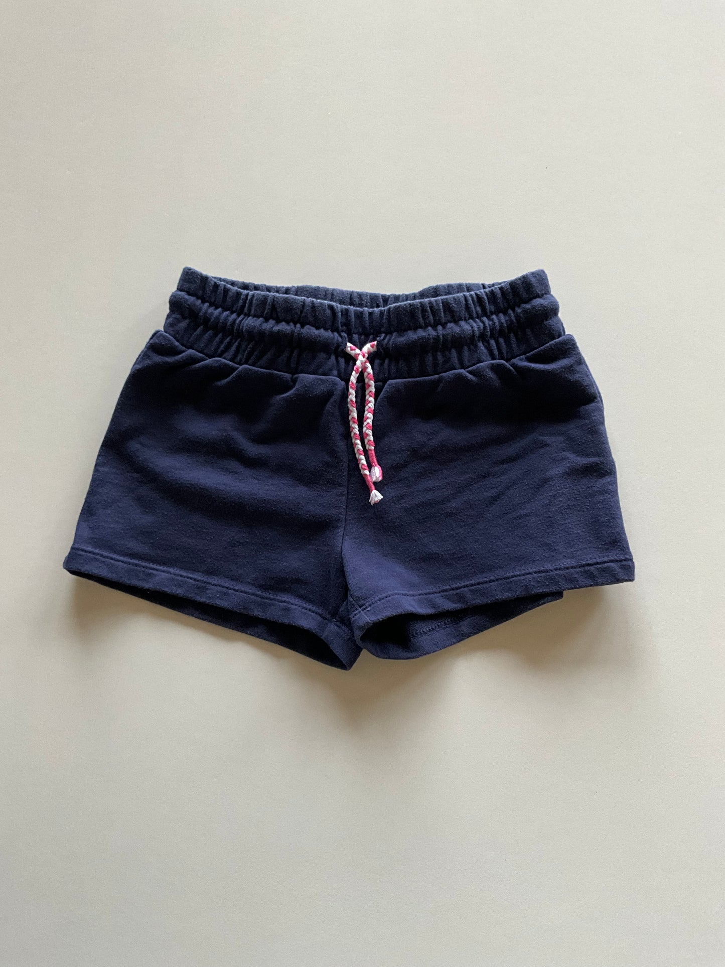 Navy Shorts with Pink Drawstring