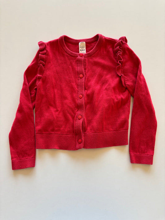 Red Ruffle Cardigan