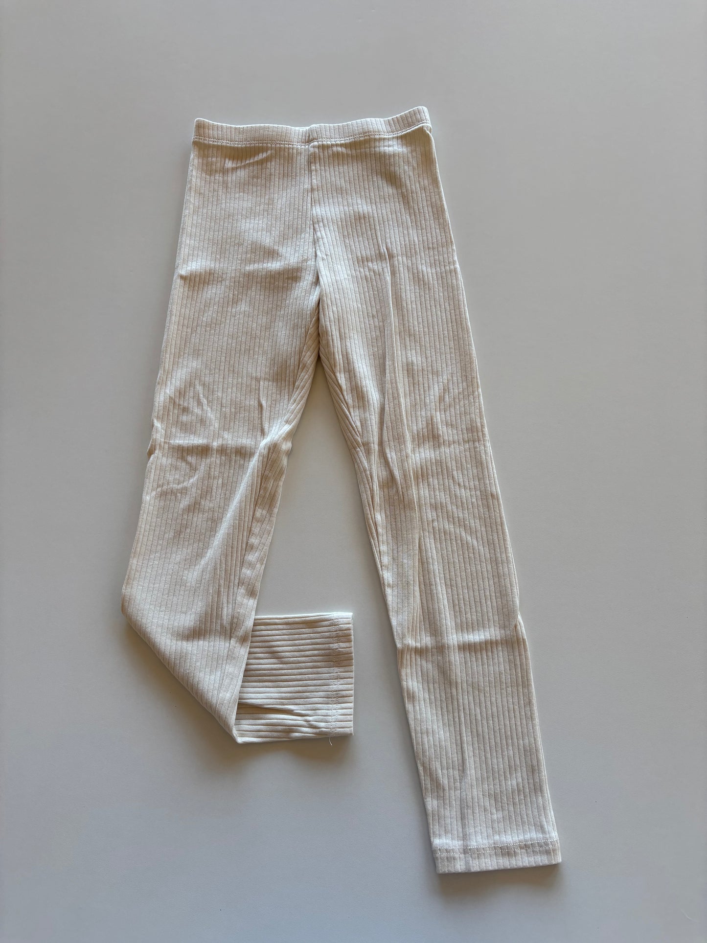 Cream Ribbed Leggings