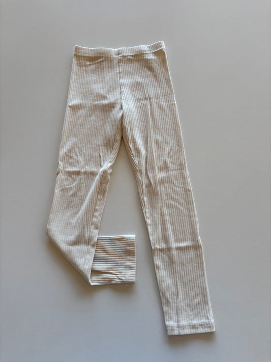 Cream Ribbed Leggings