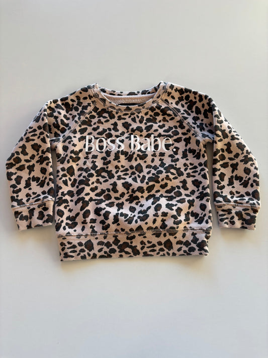 BTL Leopard Boss Babe Crewneck