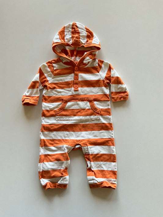 Orange & White Striped Hooded Romper