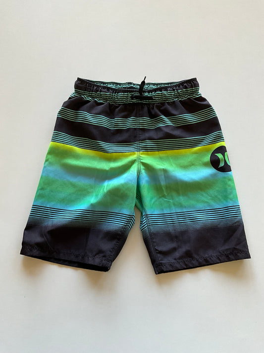 Black, Green, & Blue Striped Swim Trunks