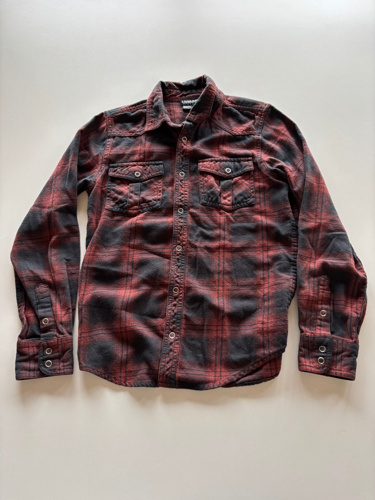 Copper & Black Plaid Flannel Shirt