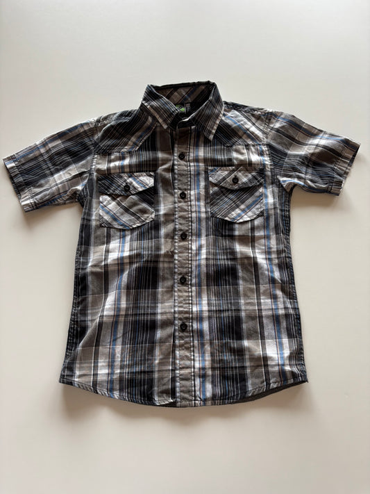 Black & Blue Plaid Button Up Tee