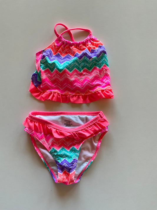 2pc Neon Zig Zag Bathing Suit