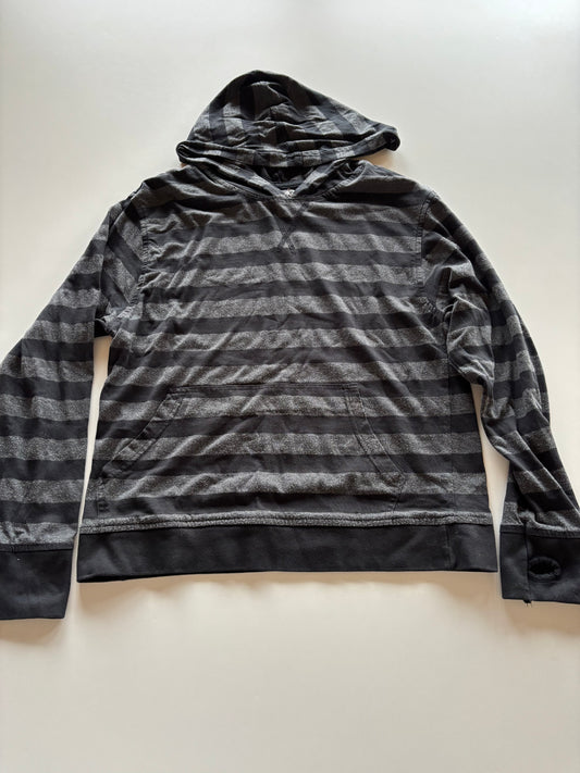 Black & Grey Striped Hooded Shirt