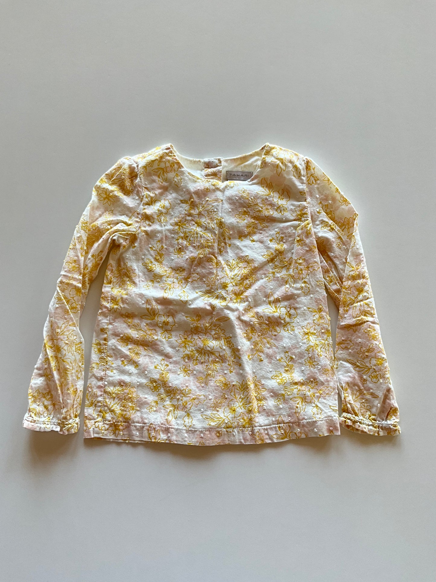 Yellow Floral Swiss Dot Blouse