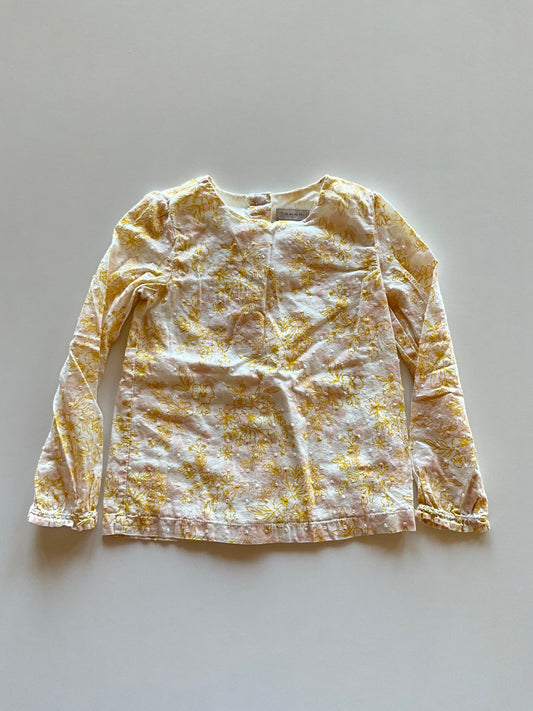 Yellow Floral Swiss Dot Blouse
