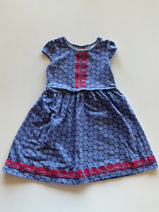 Blue & Pink Leaf Patterned Dress