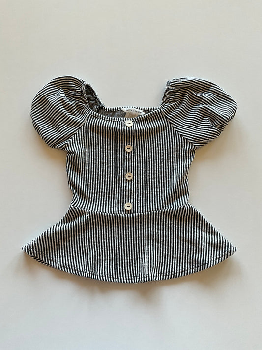 Black & White Striped Peplum Tee