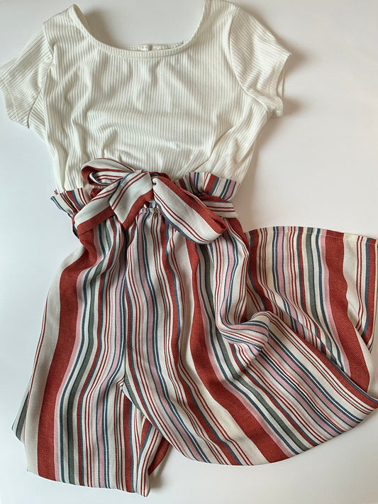 Striped Wide Leg Romper
