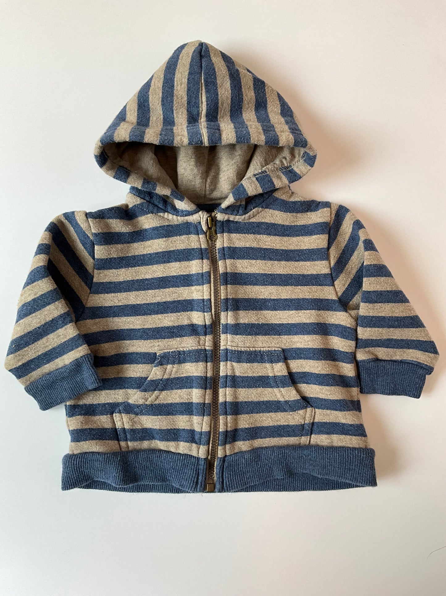 Tan & Blue Striped Zip Up