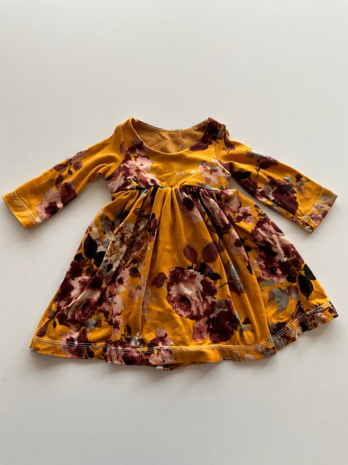 Handmade Mustard Floral Dress