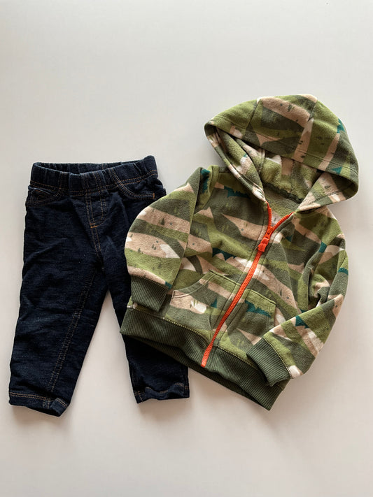 2pc Camo and Jeans Set