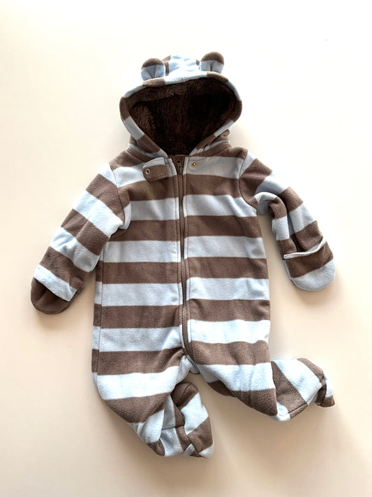 Blue & Taupe Striped Outdoor Suit