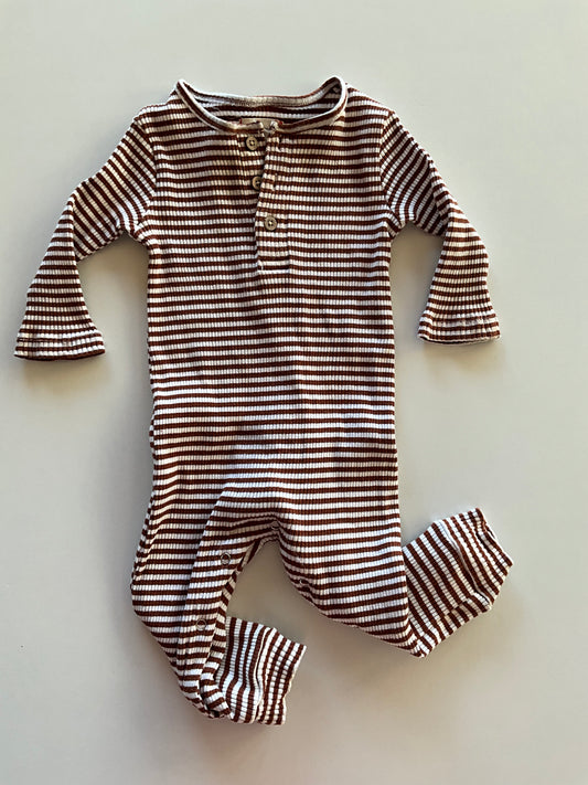 Brown & White Striped Romper