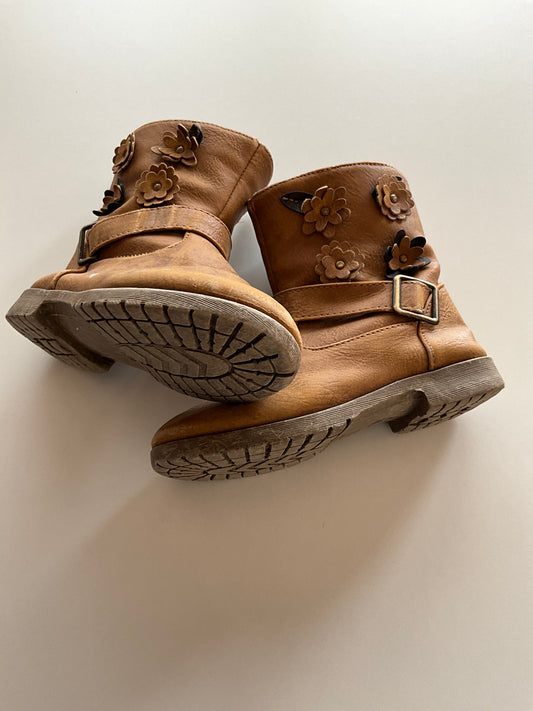 Brown Boots with Flowers - size 10