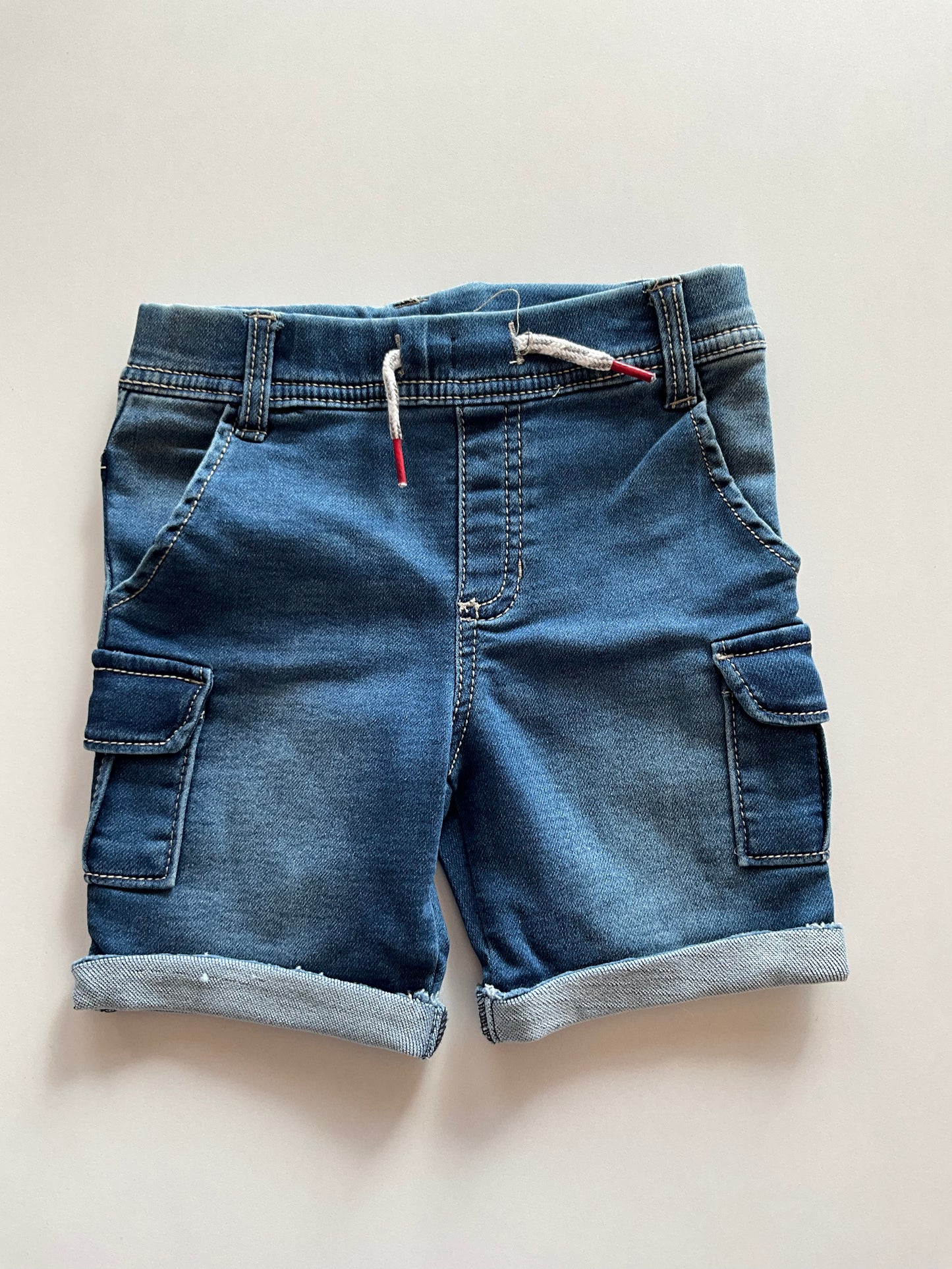 Stretchy Denim Cargo Shorts