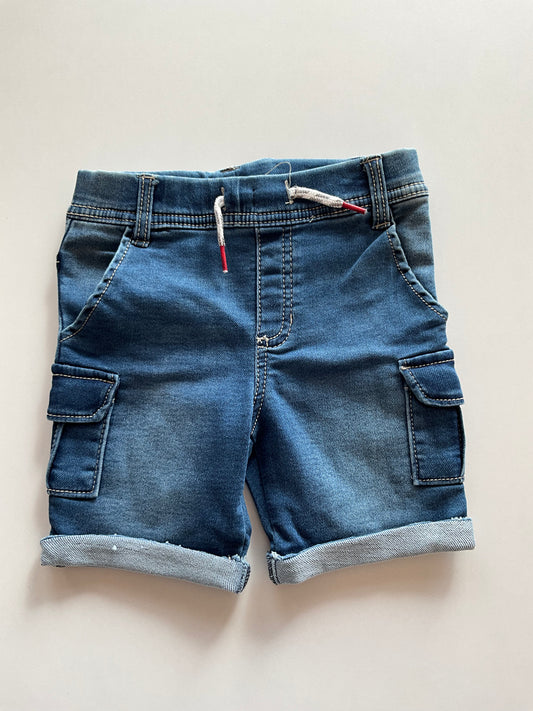 Stretchy Denim Cargo Shorts