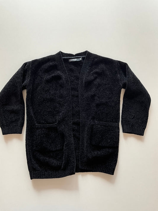 Black Velour Knit Cardigan
