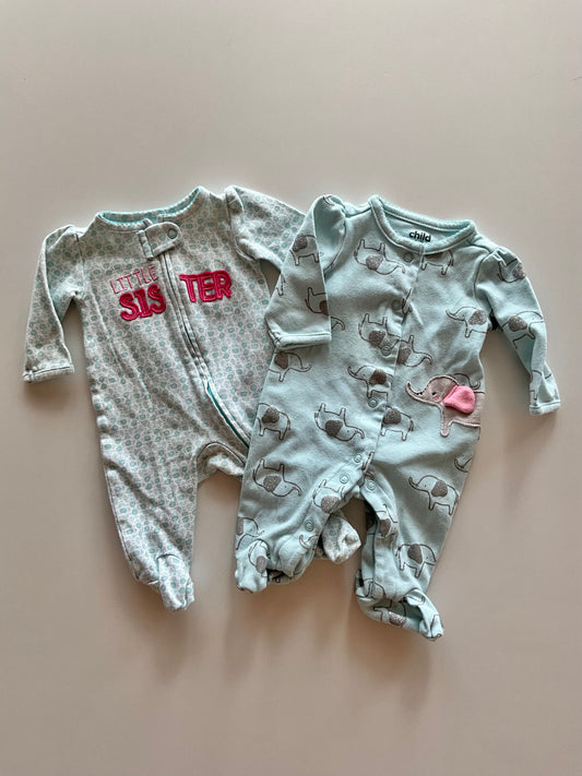 2 Pairs of Blue Feminine Sleepers