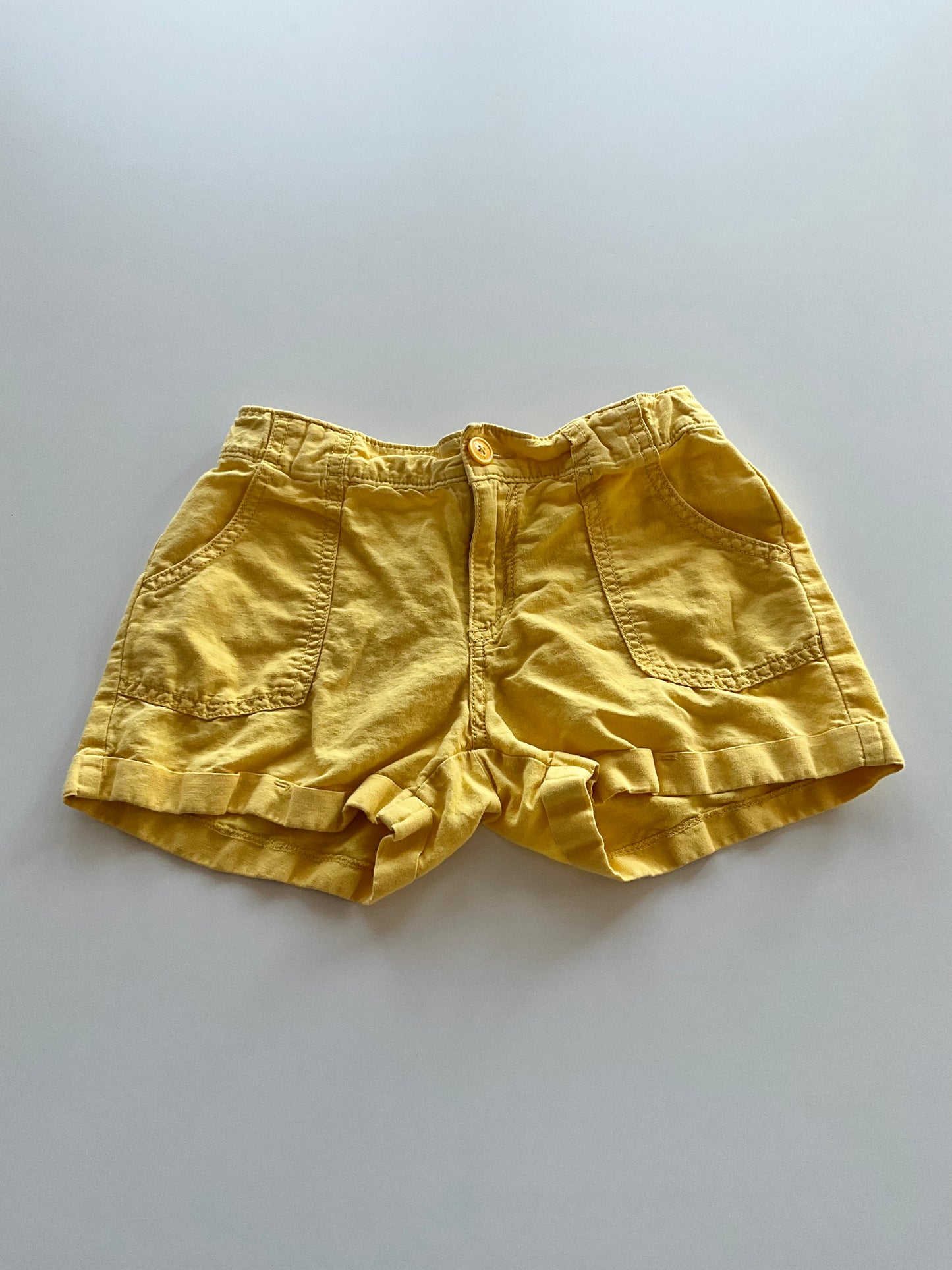 Yellow Linen Shorts
