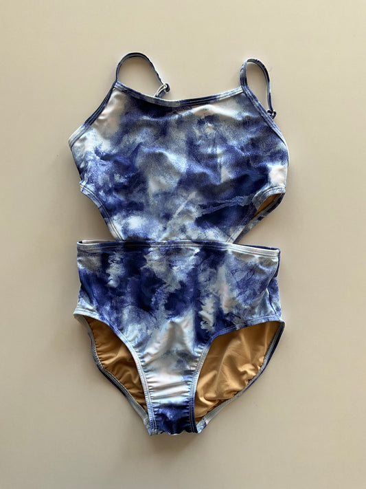 Blue Tie Dye Cut Out Bathing Suit