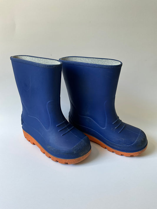 Blue & Orange Rubber Boots - size 10