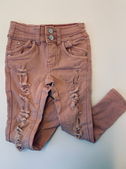 Distressed Pink Denim Pants